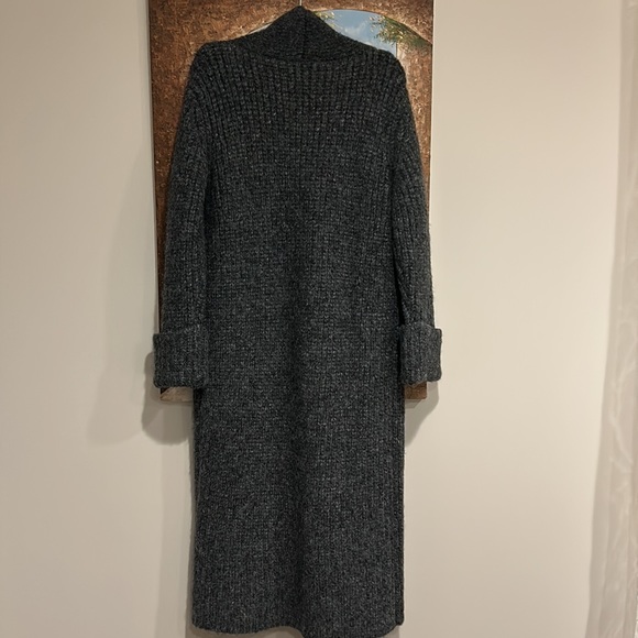 Zara Long Knit Dark Grey Coat